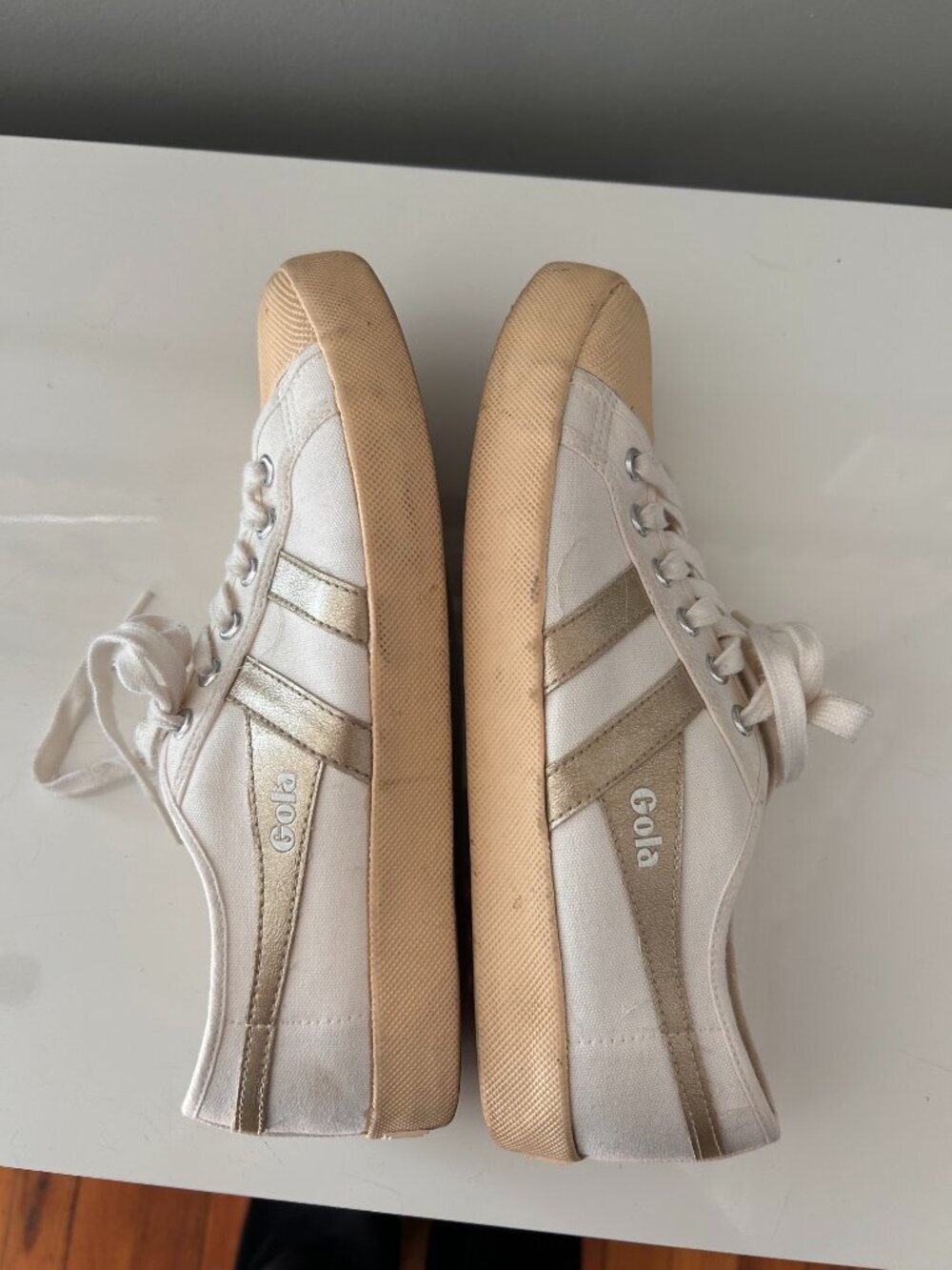 Gola Cream and Gold Canvas Sneakers -- Size 10